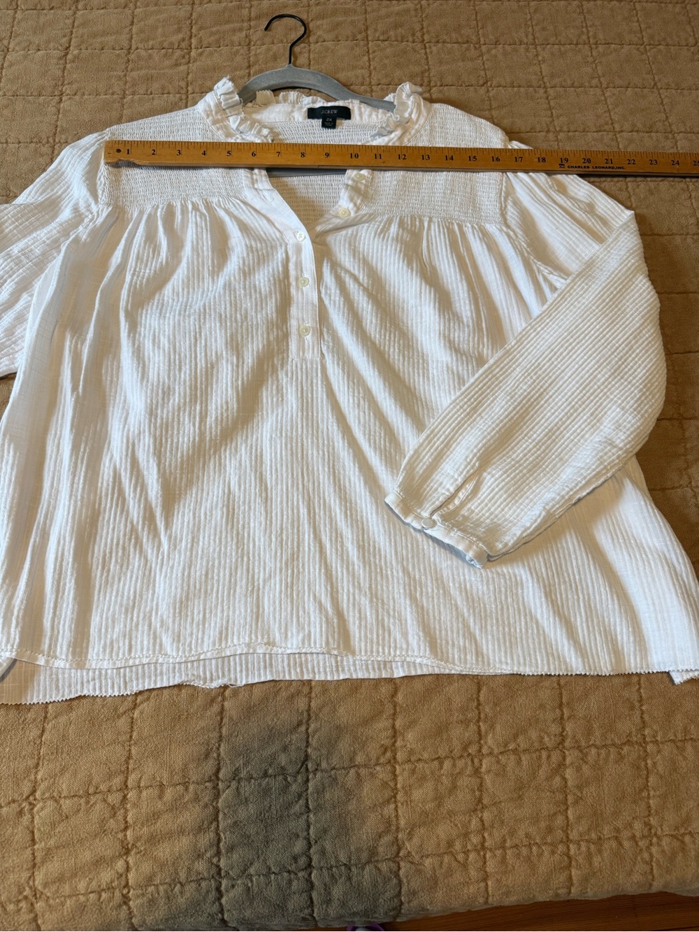 White Cotton Pintuck Peasant Top - J Crew